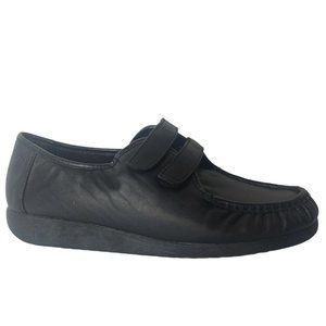 Dr. Scholls Mardell Women 11 W Shoes Two Strap Comfort Black Leather Slip On